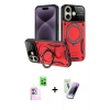 MARSİLYAN™- iPhone 16 Kılıf Kıvılcım Modern Serisi - Şeffaf Pasifik Cam Ekran Koruyucu + Raze Metal Kamera Lens - PE
