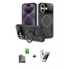 MARSİLYAN™- iPhone 16 Kılıf Kıvılcım Modern Serisi - Şeffaf Pasifik Cam Ekran Koruyucu + Raze Metal Kamera Lens - SH
