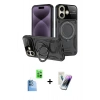 MARSİLYAN™- iPhone 16 Kılıf Kıvılcım Modern Serisi - Şeffaf Pasifik Cam Ekran Koruyucu + Raze Metal Kamera Lens - LT
