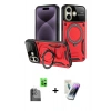 MARSİLYAN™- iPhone 16 Kılıf Kıvılcım Modern Serisi - Şeffaf Pasifik Cam Ekran Koruyucu + Raze Metal Kamera Lens - SH