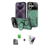 MARSİLYAN™- iPhone 16 Kılıf Kıvılcım Modern Serisi - Şeffaf Pasifik Cam Ekran Koruyucu + Raze Metal Kamera Lens - SH