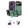 MARSİLYAN™- iPhone 16 Kılıf Kıvılcım Modern Serisi - Şeffaf Pasifik Cam Ekran Koruyucu + Bilvis Titan Kamera Lens - SH