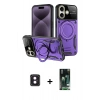 MARSİLYAN™- iPhone 16 Kılıf Kıvılcım Modern Serisi - Siyah 360 Mat Full Body Arka Koruyucu + PVD Metal Kamera Lens - PE