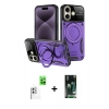 MARSİLYAN™- iPhone 16 Kılıf Kıvılcım Modern Serisi - Siyah 360 Mat Full Body Arka Koruyucu + Raze Metal Kamera Lens - BZ