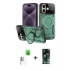 MARSİLYAN™- iPhone 16 Kılıf Kıvılcım Modern Serisi - Siyah 360 Mat Full Body Arka Koruyucu + Raze Metal Kamera Lens - BZ