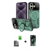 MARSİLYAN™- iPhone 16 Kılıf Kıvılcım Modern Serisi - Siyah 360 Mat Full Body Arka Koruyucu + Raze Metal Kamera Lens - SH