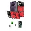 MARSİLYAN™- iPhone 16 Kılıf Kıvılcım Modern Serisi - Siyah 360 Mat Full Body Arka Koruyucu + Raze Metal Kamera Lens - BZ