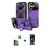 MARSİLYAN™- iPhone 16 Kılıf Kıvılcım Modern Serisi - Siyah 360 Mat Full Body Arka Koruyucu + Raze Metal Kamera Lens - SH