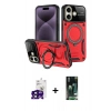 MARSİLYAN™- iPhone 16 Kılıf Kıvılcım Modern Serisi - Siyah 360 Mat Full Body Arka Koruyucu + Bilvis Titan Kamera Lens - SH