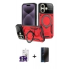 MARSİLYAN™- iPhone 16 Kılıf Kıvılcım Modern Serisi - Siyah 3D Antistatik Hayalet Cam Ekran Koruyucu + Bilvis Titan Kamera Lens - YL