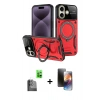 MARSİLYAN™- iPhone 16 Kılıf Kıvılcım Modern Serisi - Siyah 3D Antistatik Mat Seramik Nano Ekran Koruyucu + Raze Metal Kamera Lens - SH