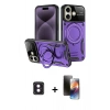 MARSİLYAN™- iPhone 16 Kılıf Kıvılcım Modern Serisi - Siyah 3D Antistatik Mat Seramik Nano Ekran Koruyucu + PVD Metal Kamera Lens - PE
