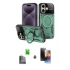 MARSİLYAN™- iPhone 16 Kılıf Kıvılcım Modern Serisi - Siyah 3D Antistatik Mat Seramik Nano Ekran Koruyucu + Raze Metal Kamera Lens - SH