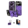 MARSİLYAN™- iPhone 16 Kılıf Kıvılcım Modern Serisi - Siyah 3D Antistatik Mat Seramik Nano Ekran Koruyucu + Bilvis Titan Kamera Lens - SH