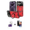 MARSİLYAN™- iPhone 16 Kılıf Kıvılcım Modern Serisi - Siyah 3D Antistatik Mat Seramik Nano Ekran Koruyucu + Bilvis Titan Kamera Lens - PE