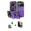 MARSİLYAN™- iPhone 16 Kılıf Kıvılcım Modern Serisi - Siyah 3D Antistatik Mat Seramik Nano Ekran Koruyucu + Raze Metal Kamera Lens - SH