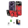 MARSİLYAN™- iPhone 16 Kılıf Kıvılcım Modern Serisi - Siyah 3D Antistatik Mat Seramik Nano Ekran Koruyucu + Raze Metal Kamera Lens - BZ