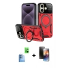 MARSİLYAN™- iPhone 16 Kılıf Kıvılcım Modern Serisi - Siyah 3D Antistatik Mat Seramik Nano Ekran Koruyucu + Raze Metal Kamera Lens - LT