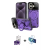 MARSİLYAN™- iPhone 16 Kılıf Kıvılcım Modern Serisi - Siyah 3D Antistatik Seramik Nano Ekran Koruyucu + Bilvis Titan Kamera Lens - SH