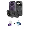 MARSİLYAN™- iPhone 16 Kılıf Kıvılcım Modern Serisi - Siyah 3D Antistatik Seramik Nano Ekran Koruyucu + Bilvis Titan Kamera Lens - GS