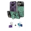 MARSİLYAN™- iPhone 16 Kılıf Kıvılcım Modern Serisi - Siyah 3D Antistatik Seramik Nano Ekran Koruyucu + Bilvis Titan Kamera Lens - GS