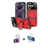 MARSİLYAN™- iPhone 16 Kılıf Kıvılcım Modern Serisi - Siyah 3D Antistatik Seramik Nano Ekran Koruyucu + Bilvis Titan Kamera Lens - GS