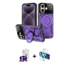 MARSİLYAN™- iPhone 16 Kılıf Kıvılcım Modern Serisi - Siyah 3D Antistatik Seramik Nano Ekran Koruyucu + Bilvis Titan Kamera Lens - GS