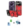 MARSİLYAN™- iPhone 16 Kılıf Kıvılcım Modern Serisi - Siyah 3D Antistatik Seramik Nano Ekran Koruyucu + Raze Metal Kamera Lens - LT