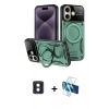 MARSİLYAN™- iPhone 16 Kılıf Kıvılcım Modern Serisi - Siyah 3D Antistatik Seramik Nano Ekran Koruyucu + PVD Metal Kamera Lens - MI