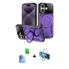 MARSİLYAN™- iPhone 16 Kılıf Kıvılcım Modern Serisi - Siyah 3D Antistatik Seramik Nano Ekran Koruyucu + Raze Metal Kamera Lens - LT