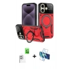 MARSİLYAN™- iPhone 16 Kılıf Kıvılcım Modern Serisi - Siyah 3D Antistatik Seramik Nano Ekran Koruyucu + Raze Metal Kamera Lens - BZ