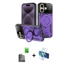MARSİLYAN™- iPhone 16 Kılıf Kıvılcım Modern Serisi - Siyah 3D Antistatik Seramik Nano Ekran Koruyucu + Raze Metal Kamera Lens - SH
