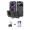 MARSİLYAN™- iPhone 16 Kılıf Kıvılcım Modern Serisi - Siyah Bilvis 5in1 3D Magic Cam Ekran Koruyucu + Bilvis Titan Kamera Lens - YL