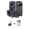 MARSİLYAN™- iPhone 16 Kılıf Kıvılcım Modern Serisi - Siyah Bilvis 5in1 3D Magic Cam Ekran Koruyucu + Bilvis Titan Kamera Lens - PE