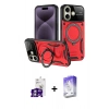 MARSİLYAN™- iPhone 16 Kılıf Kıvılcım Modern Serisi - Siyah Bilvis 5in1 3D Magic Cam Ekran Koruyucu + Gümüş Bilvis Titan Kamera Lens