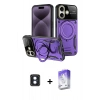MARSİLYAN™- iPhone 16 Kılıf Kıvılcım Modern Serisi - Siyah Bilvis 5in1 3D Magic Cam Ekran Koruyucu + PVD Metal Kamera Lens - MI