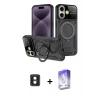 MARSİLYAN™- iPhone 16 Kılıf Kıvılcım Modern Serisi - Siyah Bilvis 5in1 3D Magic Cam Ekran Koruyucu + PVD Metal Kamera Lens - MI
