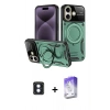 MARSİLYAN™- iPhone 16 Kılıf Kıvılcım Modern Serisi - Siyah Bilvis 5in1 3D Magic Cam Ekran Koruyucu + PVD Metal Kamera Lens - MI
