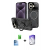 MARSİLYAN™- iPhone 16 Kılıf Kıvılcım Modern Serisi - Siyah Bilvis 5in1 3D Magic Cam Ekran Koruyucu + Raze Metal Kamera Lens - LT