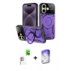 MARSİLYAN™- iPhone 16 Kılıf Kıvılcım Modern Serisi - Siyah Bilvis 5in1 3D Magic Cam Ekran Koruyucu + Raze Metal Kamera Lens - BZ