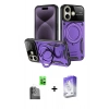 MARSİLYAN™- iPhone 16 Kılıf Kıvılcım Modern Serisi - Siyah Bilvis 5in1 3D Magic Cam Ekran Koruyucu + Siyah Raze Metal Kamera Lens