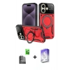MARSİLYAN™- iPhone 16 Kılıf Kıvılcım Modern Serisi - Siyah Bilvis 5in1 3D Magic Cam Ekran Koruyucu + Siyah Raze Metal Kamera Lens