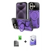 MARSİLYAN™- iPhone 16 Kılıf Kıvılcım Modern Serisi - Siyah Bilvis 5in1 5D Magic Hayalet Cam Ekran Koruyucu + Raze Metal Kamera Lens - SH