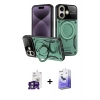MARSİLYAN™- iPhone 16 Kılıf Kıvılcım Modern Serisi - Siyah Bilvis 5in1 5D Magic Hayalet Cam Ekran Koruyucu + Bilvis Titan Kamera Lens - YL