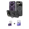 MARSİLYAN™- iPhone 16 Kılıf Kıvılcım Modern Serisi - Siyah Bilvis 5in1 5D Magic Hayalet Cam Ekran Koruyucu + Bilvis Titan Kamera Lens - YL