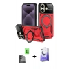 MARSİLYAN™- iPhone 16 Kılıf Kıvılcım Modern Serisi - Siyah Bilvis 5in1 5D Magic Hayalet Cam Ekran Koruyucu + Raze Metal Kamera Lens - SH