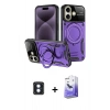 MARSİLYAN™- iPhone 16 Kılıf Kıvılcım Modern Serisi - Siyah Bilvis 5in1 5D Magic Hayalet Cam Ekran Koruyucu + PVD Metal Kamera Lens - MI