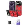 MARSİLYAN™- iPhone 16 Kılıf Kıvılcım Modern Serisi - Siyah Bilvis 5in1 5D Magic Hayalet Cam Ekran Koruyucu + PVD Metal Kamera Lens - PE