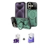 MARSİLYAN™- iPhone 16 Kılıf Kıvılcım Modern Serisi - Siyah Bilvis 5in1 5D Magic Hayalet Cam Ekran Koruyucu + Bilvis Titan Kamera Lens - SH