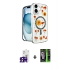 MARSİLYAN™- iPhone 16 Kılıf Kozmos Doku - Şeffaf 360 Full Body Arka Koruyucu + Bilvis Titan Kamera Lens - SH